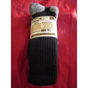 2 Pair Working Person's Store Steel Toe Boot Socks Cotton Black Large 9-13